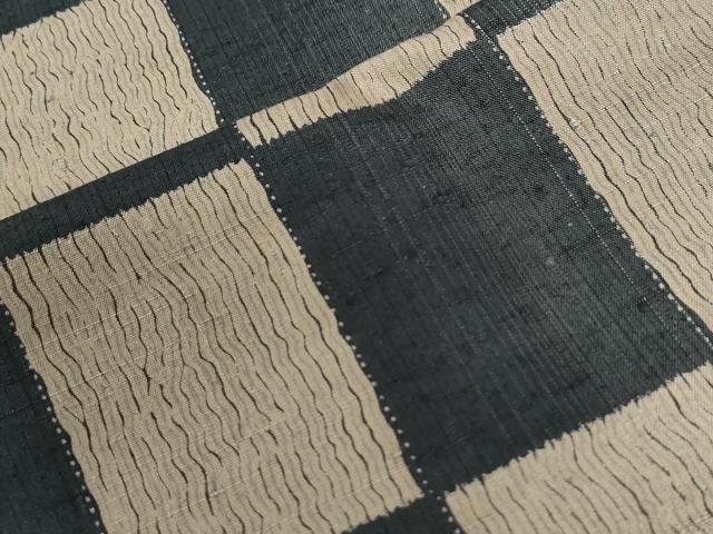 平和屋着物●上質な紬　市松文様　正絹　逸品　CABI2638yc