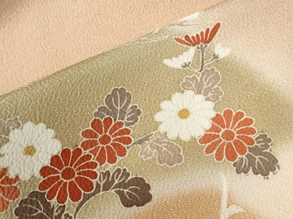 平和屋着物●訪問着　駒刺繍　松花唐草文　暈し染め　金彩　鬼しぼ縮緬　正絹　逸品　CABI2641yc