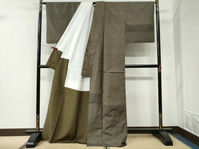 平和屋着物●訪問着　本場大島紬　200亀甲　七宝麻の葉吉祥文　正絹　逸品　CABI2644yc