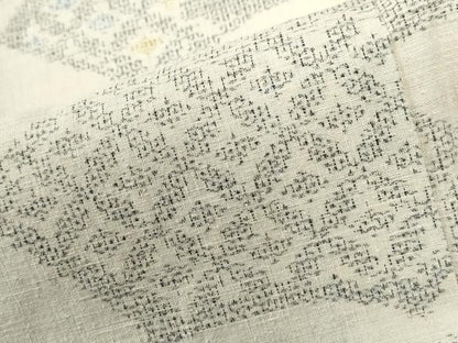 平和屋着物●結城紬　100亀甲　飛び亀甲柄　地紙重ね吉祥花文　正絹　逸品　CABI2645yc