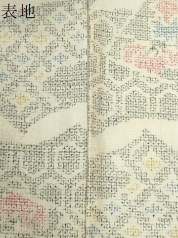 平和屋着物●結城紬　100亀甲　飛び亀甲柄　地紙重ね吉祥花文　正絹　逸品　CABI2645yc