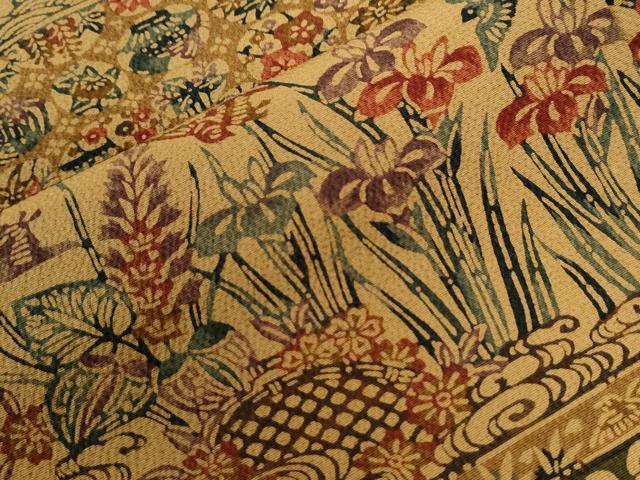 平和屋着物●訪問着　型染め　糸巻き花唐草文　正絹　逸品　CABI2649yc