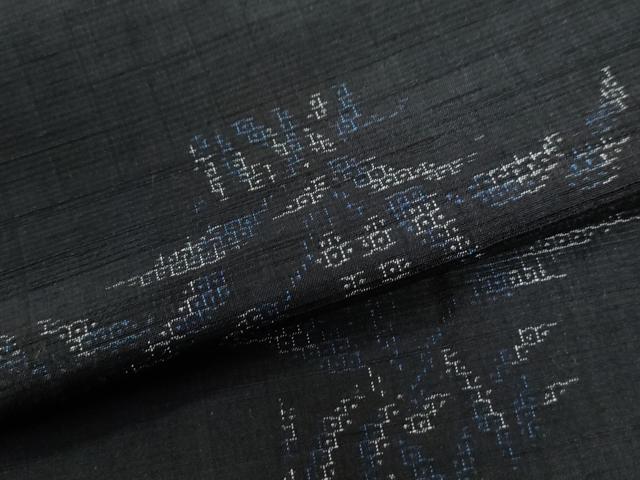 平和屋着物●結城紬　80亀甲　飛び亀甲柄　草花文　正絹　逸品　CABI2650yc