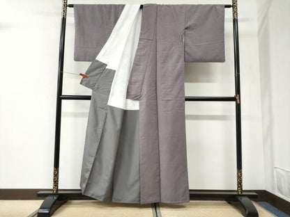 平和屋着物●結城紬　色無地　薄色　正絹　逸品　CABI2656yc
