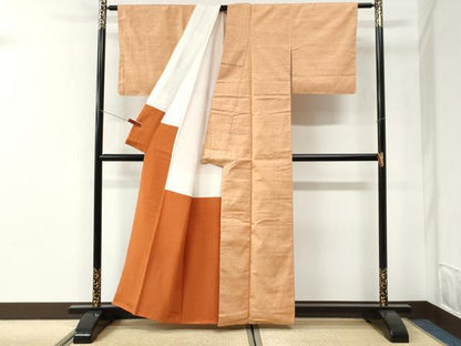 平和屋着物●結城紬　色無地　雄黄色　正絹　逸品　未使用　CABI2657yc