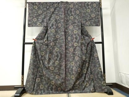 平和屋着物●本場大島紬　9マルキ　枝花文　正絹　逸品　未使用　CABI2661yc