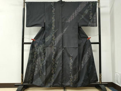 平和屋着物●訪問着　本場染大島紬　枝花文　正絹　逸品　CABI2662yc