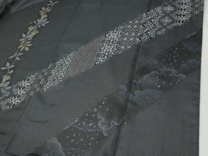 平和屋着物●訪問着　本場染大島紬　枝花文　正絹　逸品　CABI2662yc