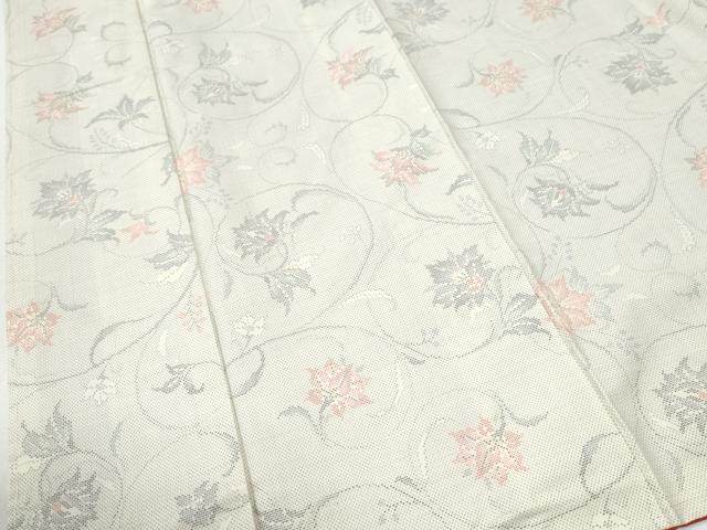 平和屋着物●本場大島紬　白大島　9マルキ　更紗花唐草文　正絹　逸品　未使用　CABI2664yc
