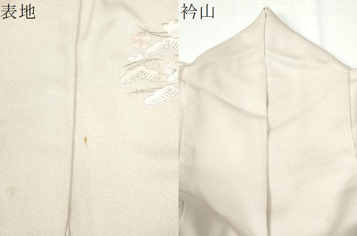 平和屋着物●訪問着　総刺繍　吹き寄せ花松文　金糸　正絹　逸品　CABI2667yc