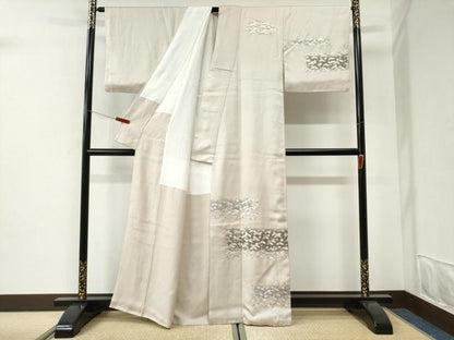平和屋着物●訪問着　総刺繍　吹き寄せ花松文　金糸　正絹　逸品　CABI2667yc