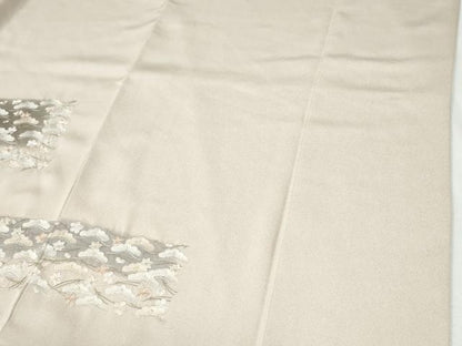 平和屋着物●訪問着　総刺繍　吹き寄せ花松文　金糸　正絹　逸品　CABI2667yc