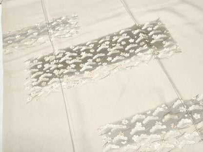 平和屋着物●訪問着　総刺繍　吹き寄せ花松文　金糸　正絹　逸品　CABI2667yc