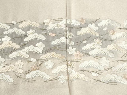 平和屋着物●訪問着　総刺繍　吹き寄せ花松文　金糸　正絹　逸品　CABI2667yc