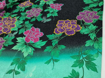 平和屋着物●豪華振袖　刺繍　牡丹　暈し染め　黒地　金通し地　正絹　逸品　CABI2669yc