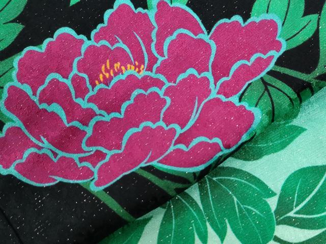 平和屋着物●豪華振袖　刺繍　牡丹　暈し染め　黒地　金通し地　正絹　逸品　CABI2669yc