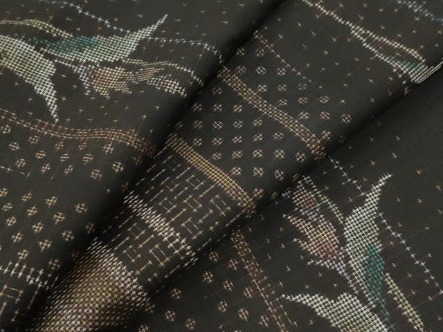 平和屋着物●本場大島紬　9マルキ　草花文　正絹　逸品　CABI2672yc