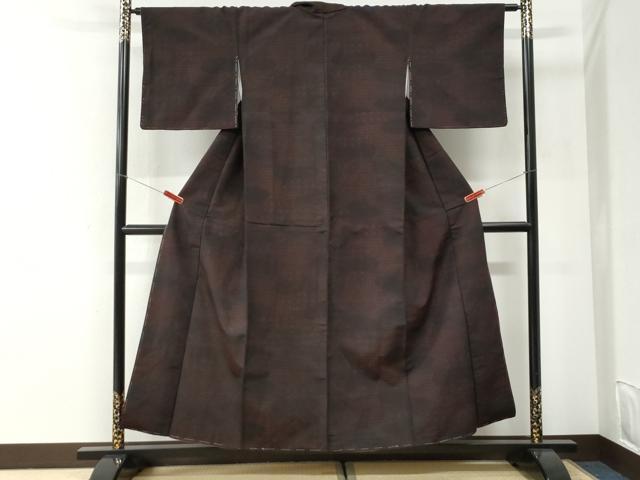 平和屋着物●上質な小紋　印傳風　吉祥花文　黒地　正絹　逸品　未使用　CABI2674yc
