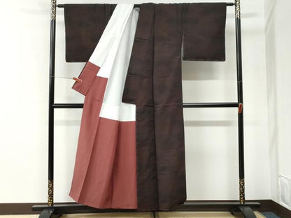 平和屋着物●上質な小紋　印傳風　吉祥花文　黒地　正絹　逸品　未使用　CABI2674yc