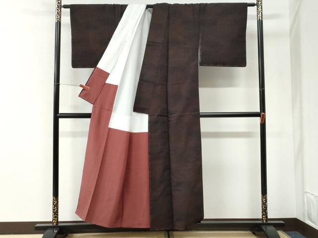 平和屋着物●上質な小紋　印傳風　吉祥花文　黒地　正絹　逸品　未使用　CABI2674yc