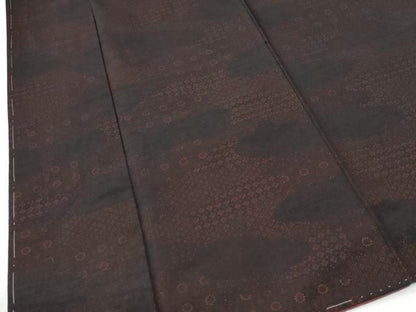 平和屋着物●上質な小紋　印傳風　吉祥花文　黒地　正絹　逸品　未使用　CABI2674yc