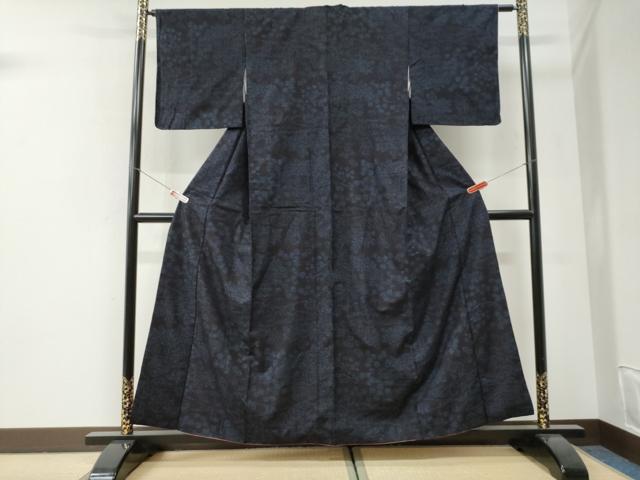平和屋着物●結城紬　80亀甲　草花文　正絹　逸品　CABI2676yc