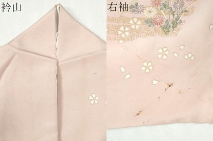 平和屋着物●訪問着　駒刺繍　片輪車草花文　暈し染め　金彩　やまと誂製　正絹　逸品　CABI2678yc