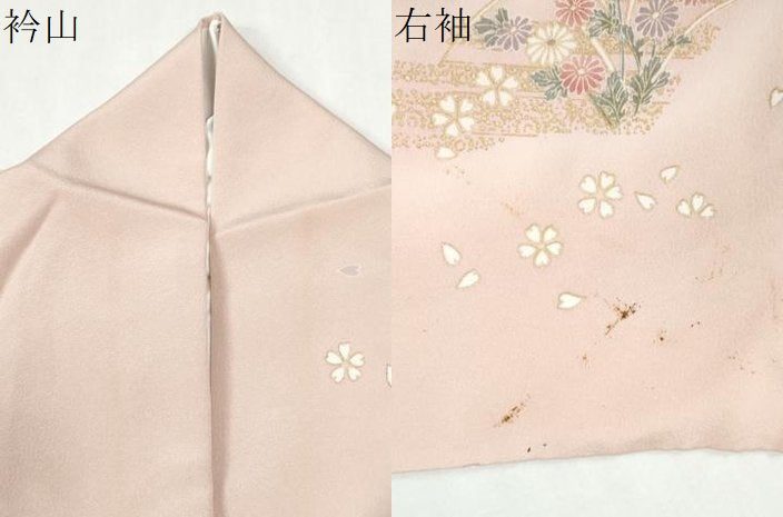 平和屋着物●訪問着　駒刺繍　片輪車草花文　暈し染め　金彩　やまと誂製　正絹　逸品　CABI2678yc