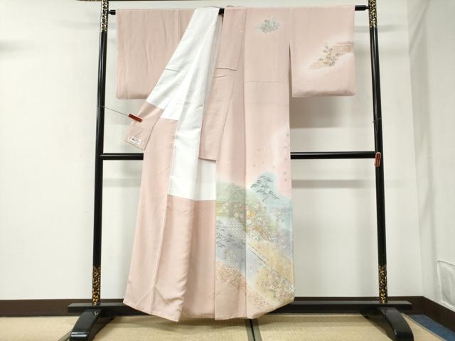 平和屋着物●訪問着　駒刺繍　片輪車草花文　暈し染め　金彩　やまと誂製　正絹　逸品　CABI2678yc
