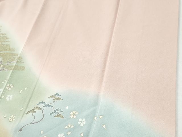 平和屋着物●訪問着　駒刺繍　片輪車草花文　暈し染め　金彩　やまと誂製　正絹　逸品　CABI2678yc