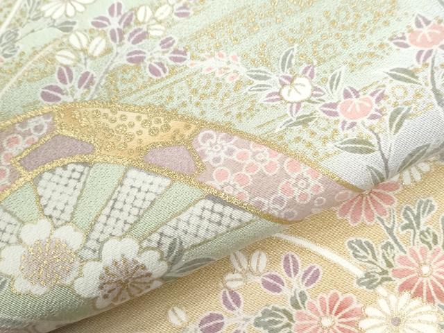 平和屋着物●訪問着　駒刺繍　片輪車草花文　暈し染め　金彩　やまと誂製　正絹　逸品　CABI2678yc