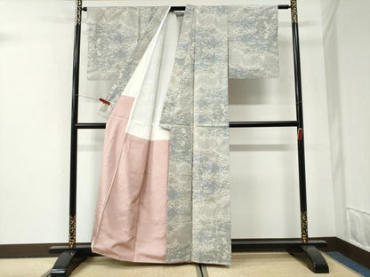 平和屋着物●本場大島紬　白大島　7マルキ　樹林文　正絹　逸品　CABI2682yc