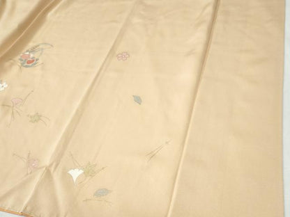 平和屋着物●訪問着　駒刺繍　竜田川草花文　金彩　正絹　逸品　CABI2685yc