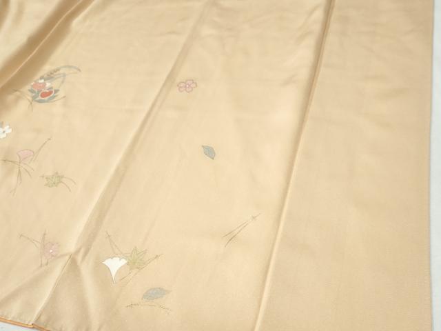 平和屋着物●訪問着　駒刺繍　竜田川草花文　金彩　正絹　逸品　CABI2685yc