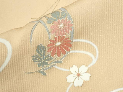 平和屋着物●訪問着　駒刺繍　竜田川草花文　金彩　正絹　逸品　CABI2685yc