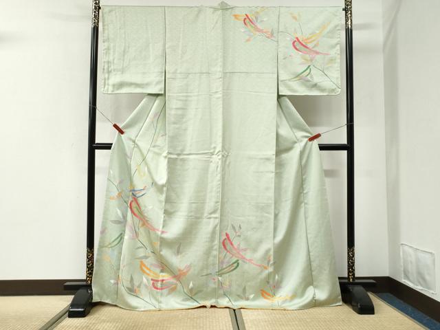 平和屋着物●訪問着　刺繍　草花文　金彩　ロング丈　正絹　逸品　未使用　CABI2687yc