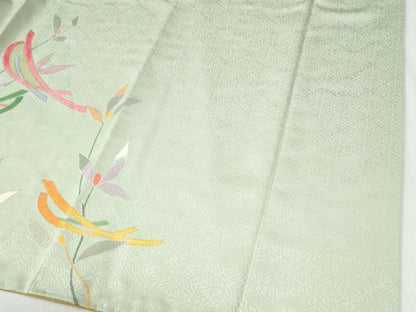 平和屋着物●訪問着　刺繍　草花文　金彩　ロング丈　正絹　逸品　未使用　CABI2687yc