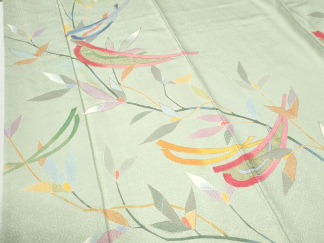 平和屋着物●訪問着　刺繍　草花文　金彩　ロング丈　正絹　逸品　未使用　CABI2687yc