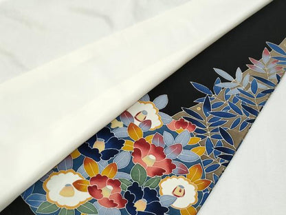 平和屋着物●本加賀友禅作家 押田正義 黒留袖 枝垂れ柳草花文 正絹 逸品 CABI2688yc