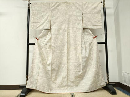 平和屋着物●結城紬　80亀甲　雲取りエ霞笹吉祥文　正絹　逸品　CABI2690yc