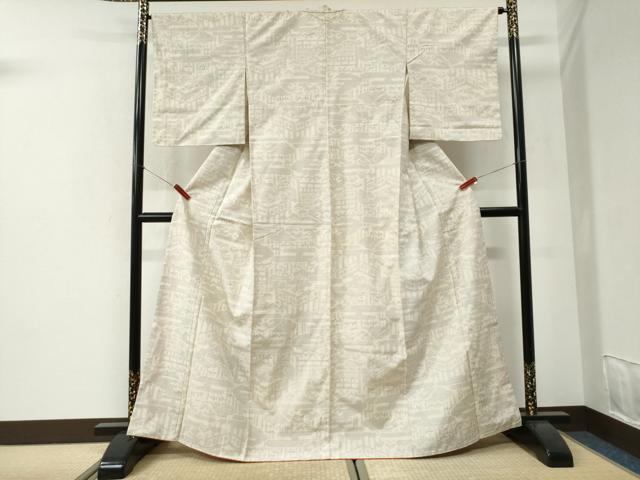 平和屋着物●結城紬　80亀甲　雲取りエ霞笹吉祥文　正絹　逸品　CABI2690yc