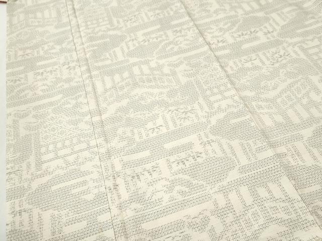 平和屋着物●結城紬　80亀甲　雲取りエ霞笹吉祥文　正絹　逸品　CABI2690yc