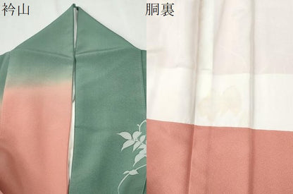 平和屋着物●十日町友禅作家　松雨　訪問着　流水鴛鴦草花文　暈し染め　金彩　正絹　逸品　CABI2693yc