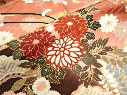 平和屋着物●豪華振袖　駒刺繍　エ霞文御所車舞蝶花車文　暈し染め　金彩　正絹　逸品　CABI2695yc