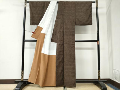 平和屋着物●上質な紬　絣文様　正絹　逸品　未使用　CABI2696yc