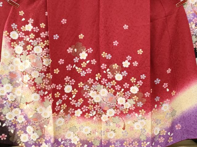 平和屋着物●豪華振袖　毬舞桜文　ラメ糸　暈し染め　金通し地　正絹　逸品　CABI2697yc