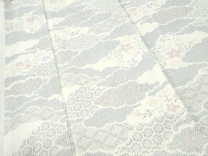 平和屋着物●結城紬　80亀甲　飛び亀甲柄　雲重ね吉祥草花文　正絹　逸品　未使用　CABI2698yc