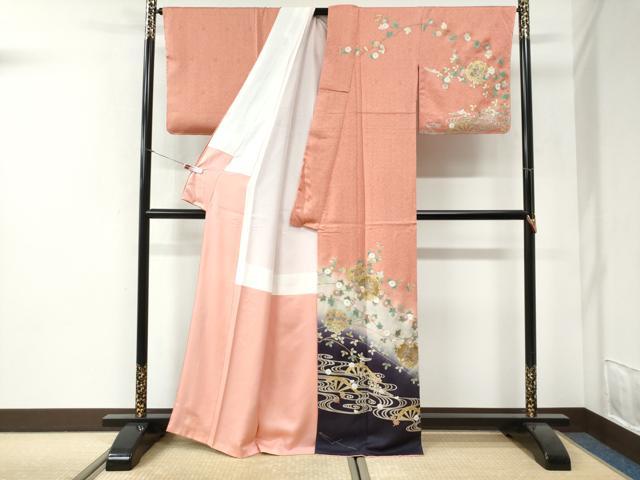 平和屋着物●訪問着　駒刺繍　雪輪片輪車宝尽くし枝花文　暈し染め　金彩　正絹　逸品　未使用　CABI2700yc
