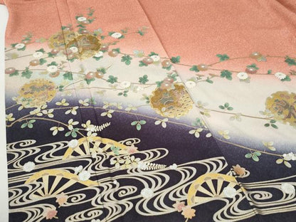 平和屋着物●訪問着　駒刺繍　雪輪片輪車宝尽くし枝花文　暈し染め　金彩　正絹　逸品　未使用　CABI2700yc
