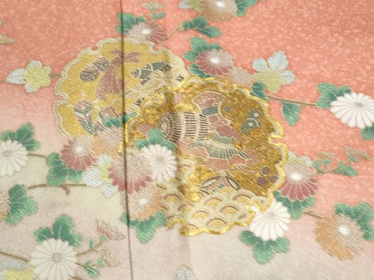 平和屋着物●訪問着　駒刺繍　雪輪片輪車宝尽くし枝花文　暈し染め　金彩　正絹　逸品　未使用　CABI2700yc